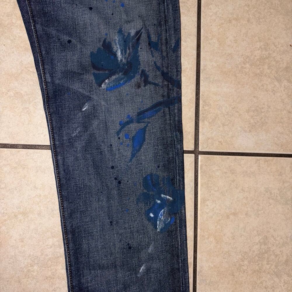 Polo Ralph Lauren Astor slim boyfriend size 27 paint flowers blue - Picture 6 of 11